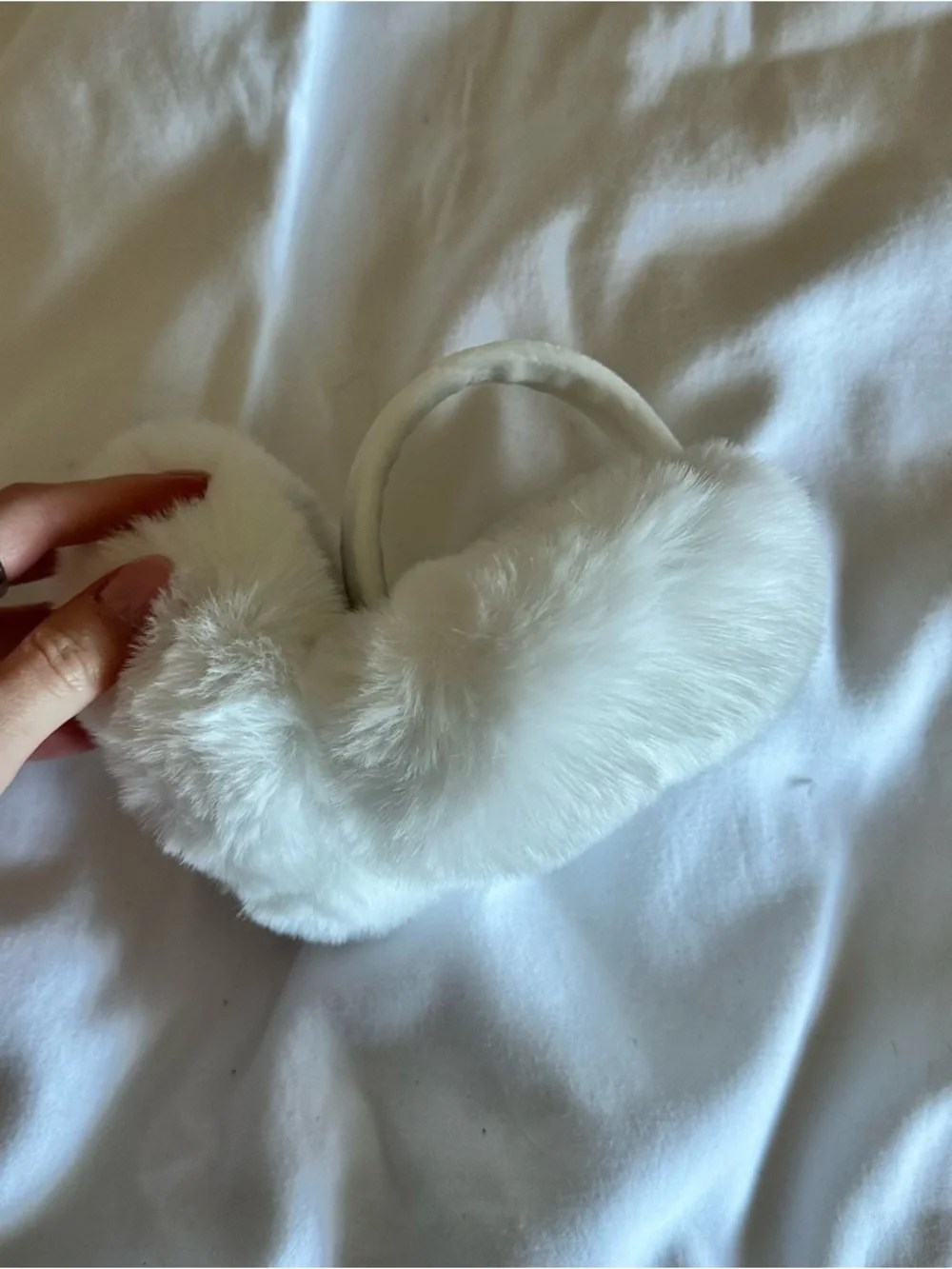 White Fuzzy Ear Warmers